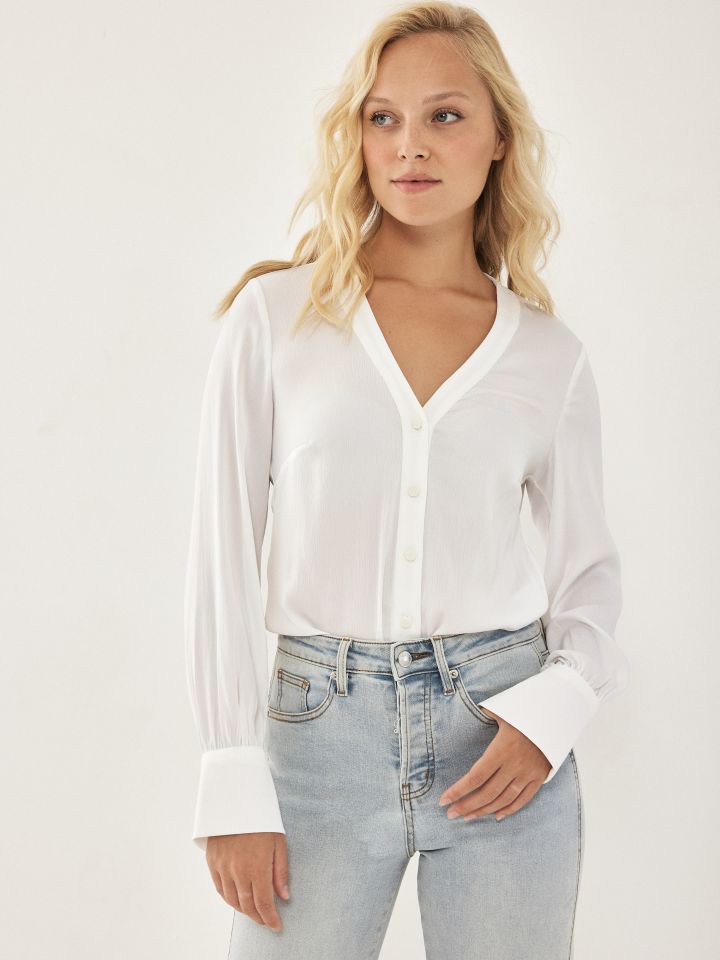 חולצה סטן שינה בצבע אופוויט