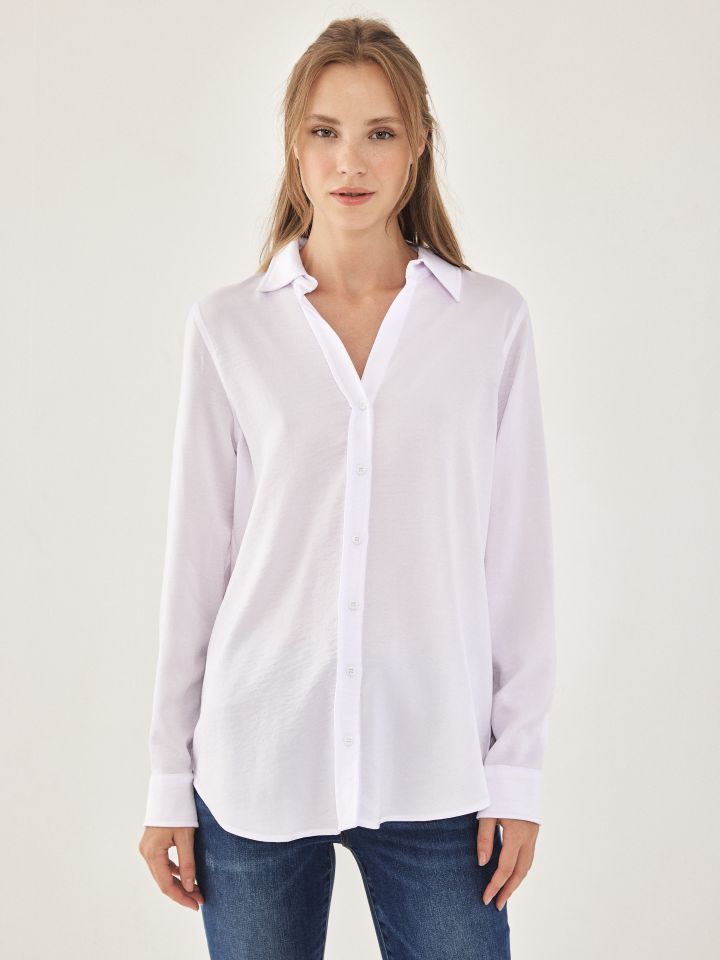 חולצה מכופתרת LIA בצבע לבן