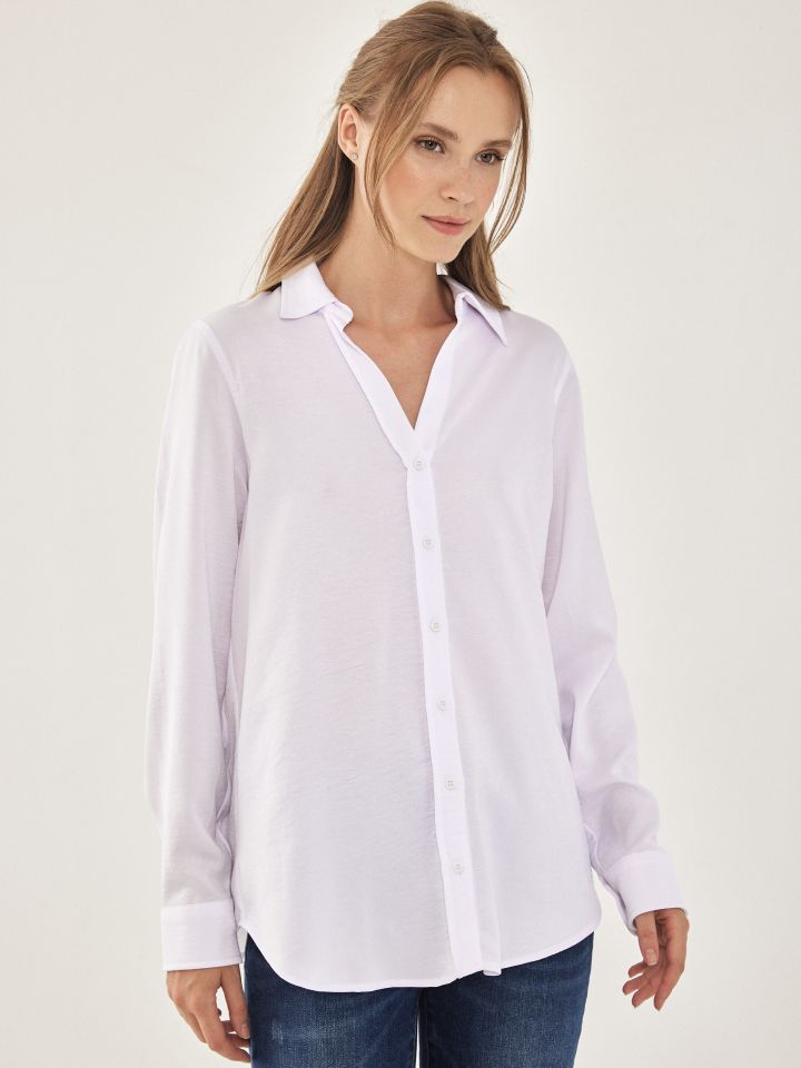 חולצה מכופתרת LIA בצבע לבן