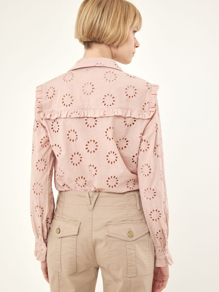 חולצה קרושה מכופתרת בצבע ורוד עתיק