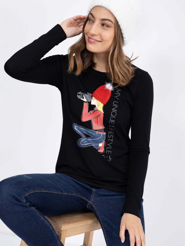 חולצה PHOTO LADY PROMO בצבע שחור