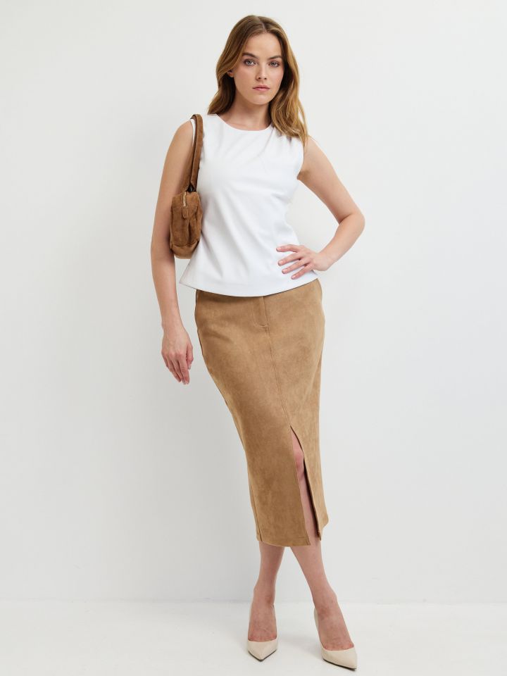 חולצה דמוי עור PARIS בצבע לבן