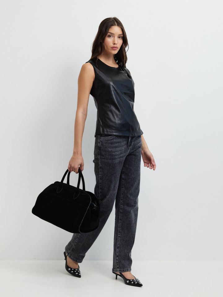 חולצה דמוי עור PARIS בצבע שחור