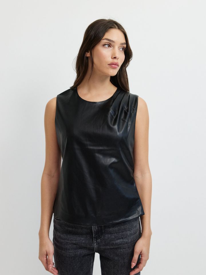 חולצה דמוי עור PARIS בצבע שחור