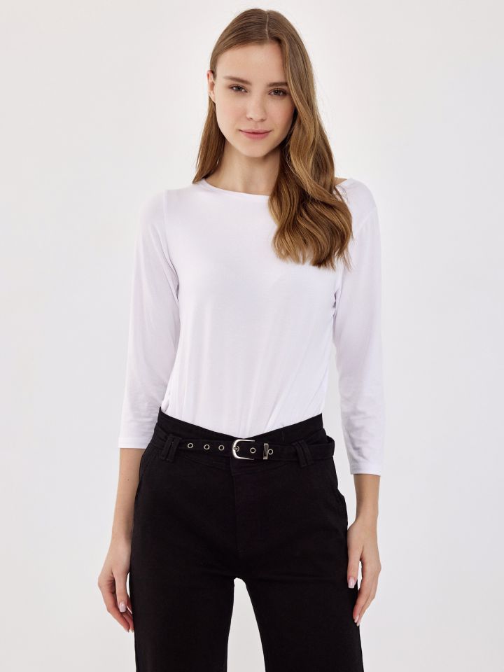 חולצה שרוול 3 PROMO בצבע לבן