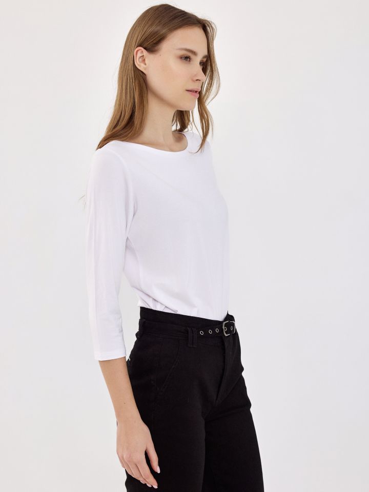 חולצה שרוול 3 PROMO בצבע לבן