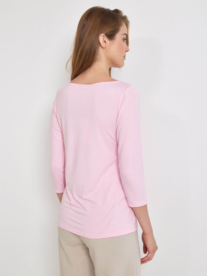 חולצה שרוול 3 PROMO בצבע ורוד עתיק