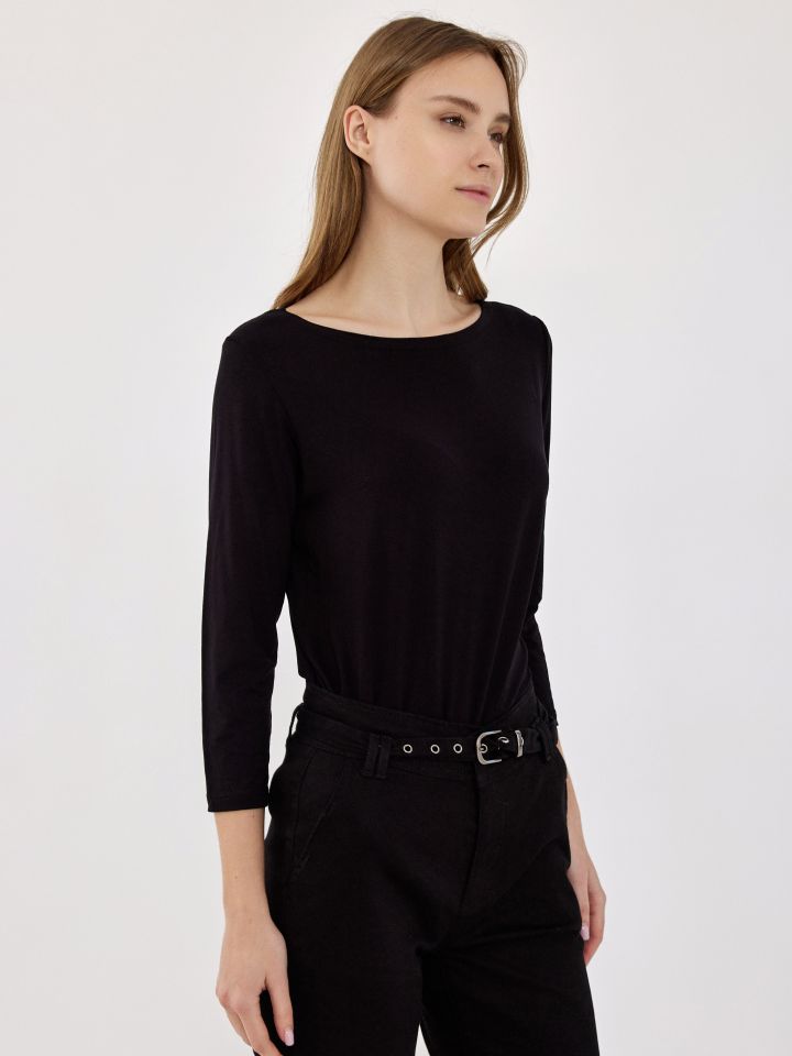 חולצה שרוול 3 PROMO בצבע שחור