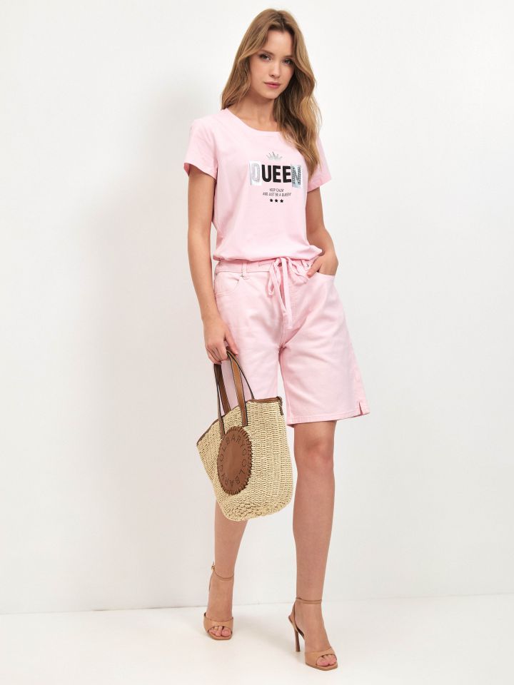 חולצה דפוס PROMO בצבע ורוד חדש