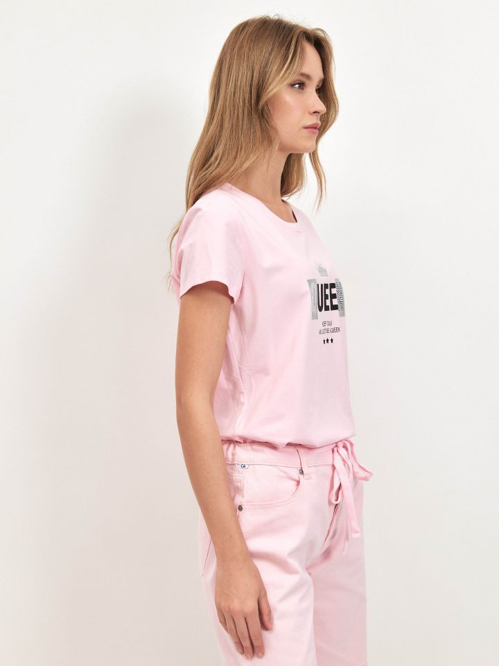 חולצה דפוס PROMO בצבע ורוד חדש