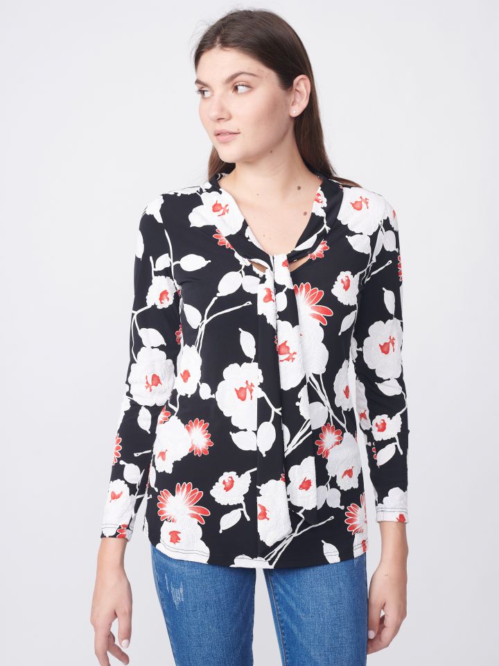 חולצה דפוס עניבה קשירה PROMO בצבע אדום