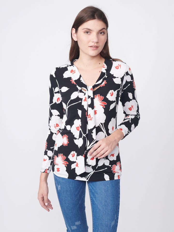 חולצה דפוס עניבה קשירה PROMO בצבע אדום