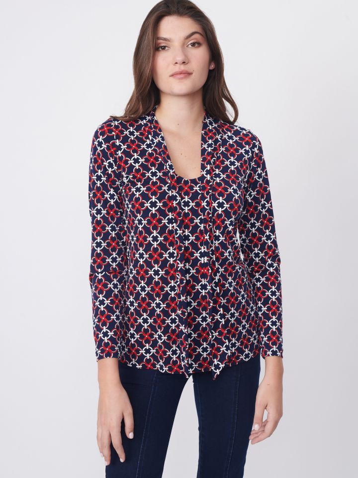 חולצה דפוס עניבה קשירה PROMO בצבע בורדו