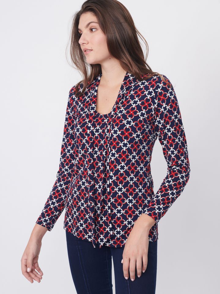 חולצה דפוס עניבה קשירה PROMO בצבע בורדו