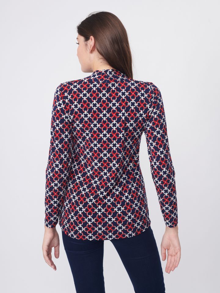 חולצה דפוס עניבה קשירה PROMO בצבע בורדו