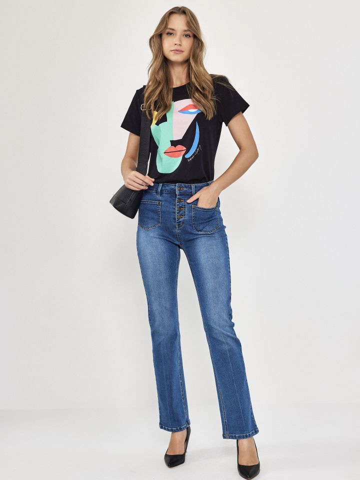 חולצה ניקי פרצוף ירח KOKETIT בצבע שחור