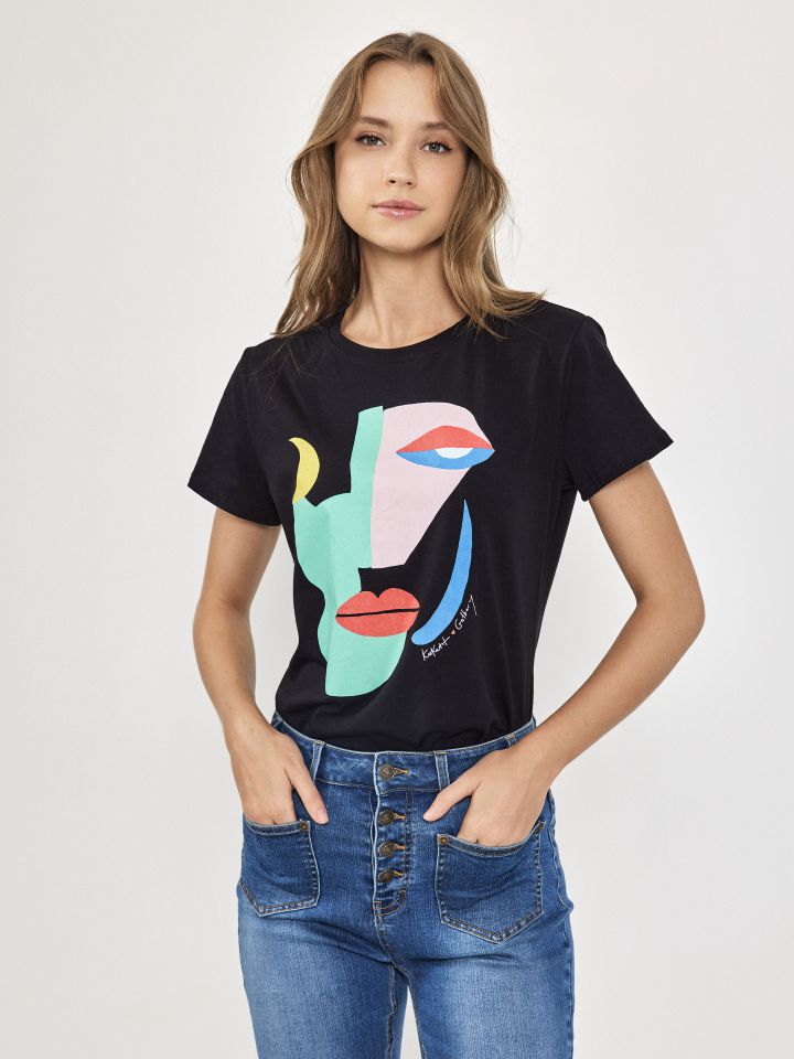 חולצה ניקי פרצוף ירח KOKETIT בצבע שחור