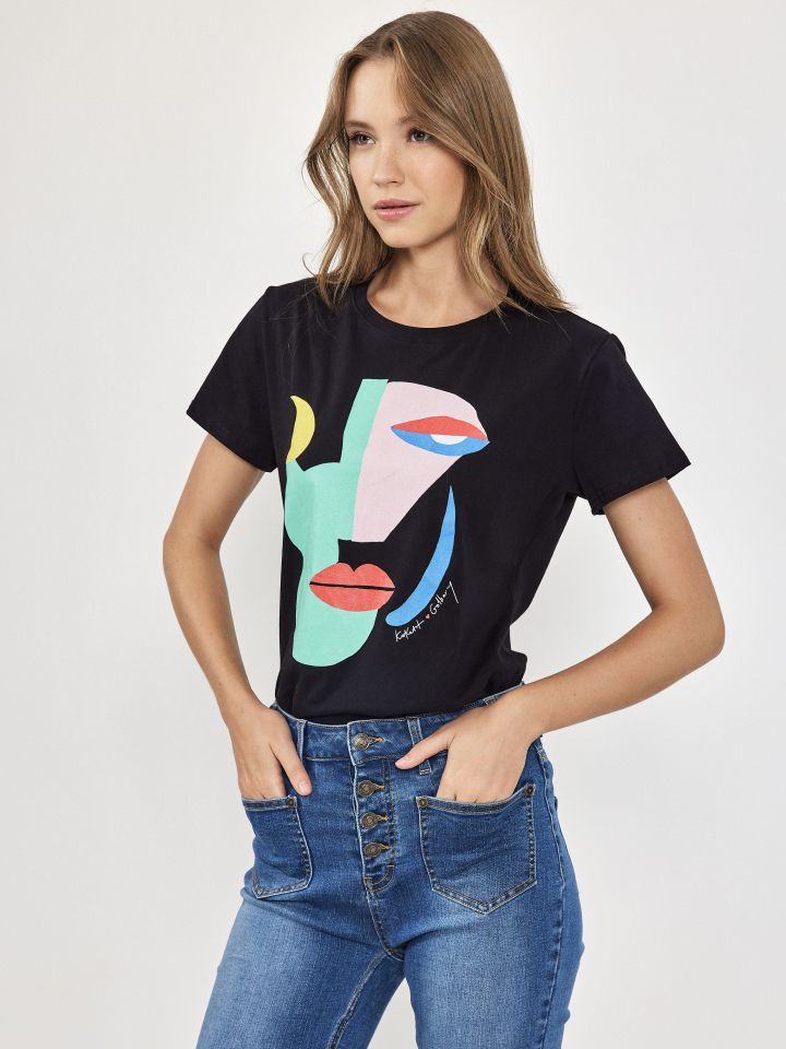 חולצה ניקי פרצוף ירח KOKETIT בצבע שחור