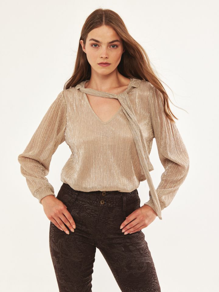 חולצה לורקס קשירה בצבע זהב