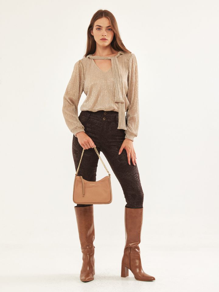 חולצה לורקס קשירה בצבע זהב