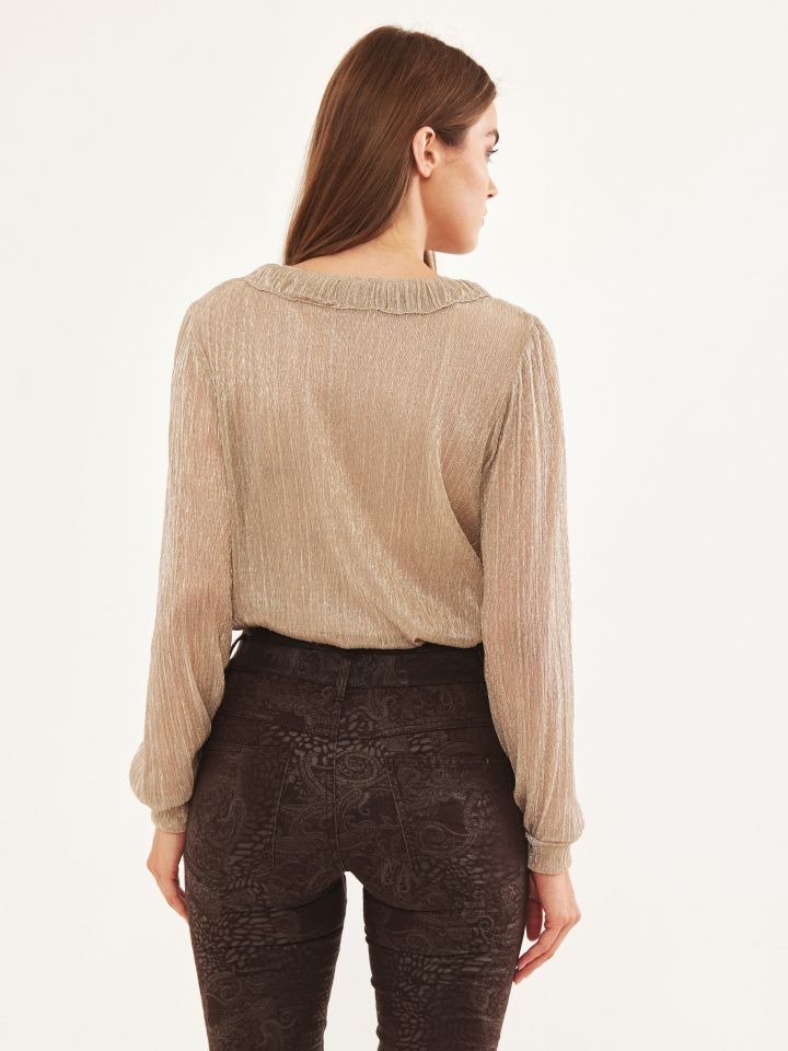 חולצה לורקס קשירה בצבע זהב