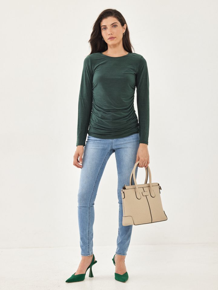 חולצה כיווץ צד PROMO בצבע ירוק בקבוק