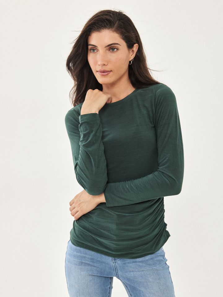 חולצה כיווץ צד PROMO בצבע ירוק בקבוק