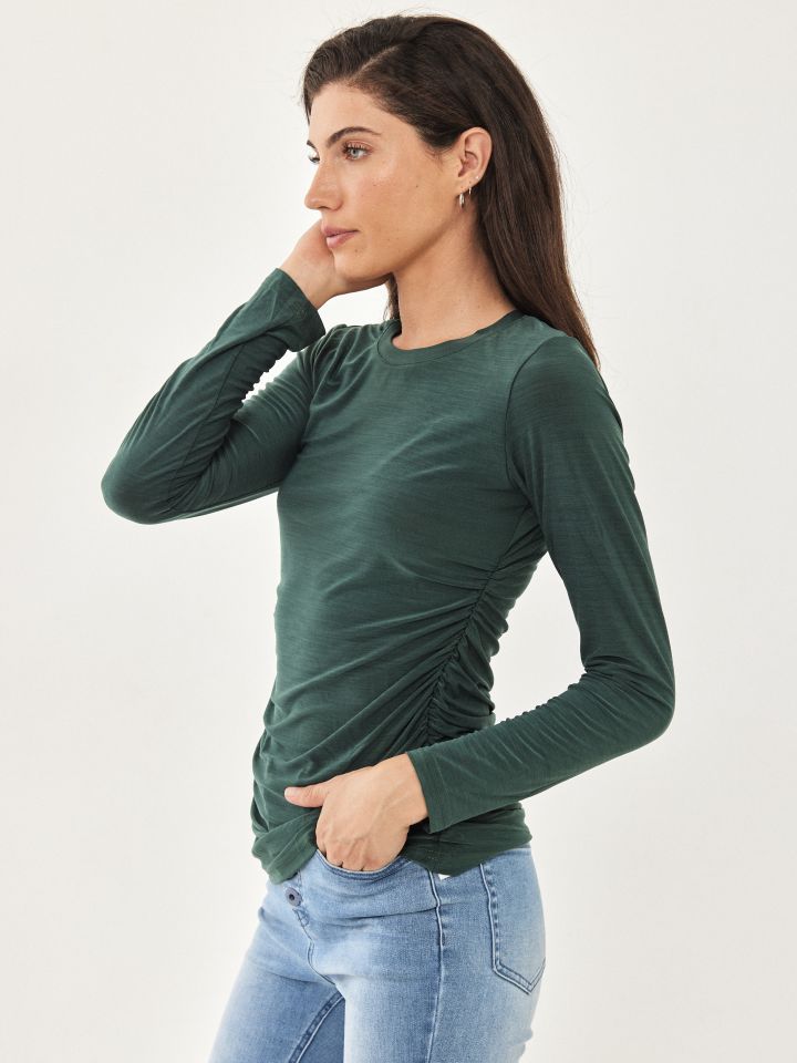 חולצה כיווץ צד PROMO בצבע ירוק בקבוק