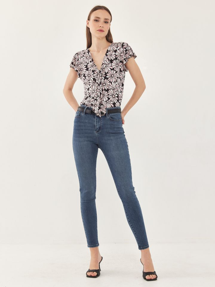 חולצה דפוס עניבה PROMO בצבע ורוד עתיק