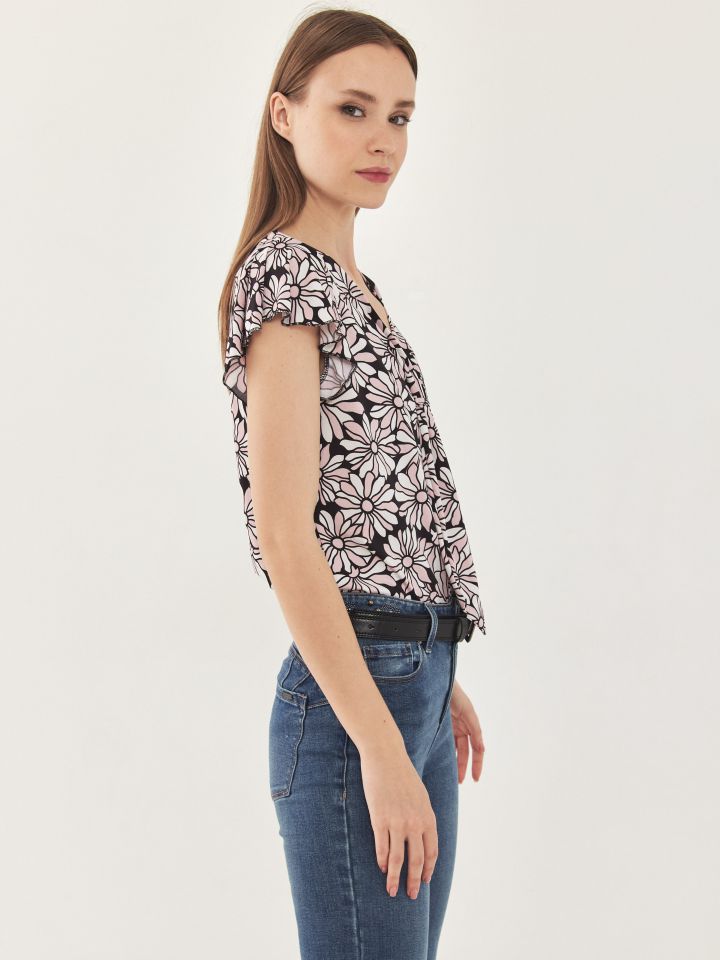 חולצה דפוס עניבה PROMO בצבע ורוד עתיק