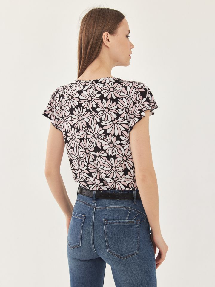 חולצה דפוס עניבה PROMO בצבע ורוד עתיק