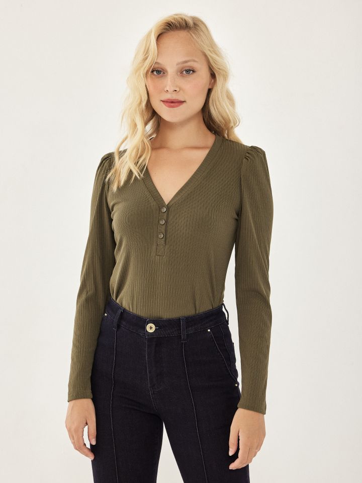 חולצה ריב שינה PROMO בצבע זית