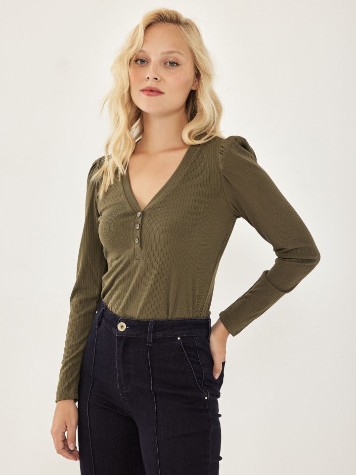 חולצה ריב שינה PROMO בצבע זית