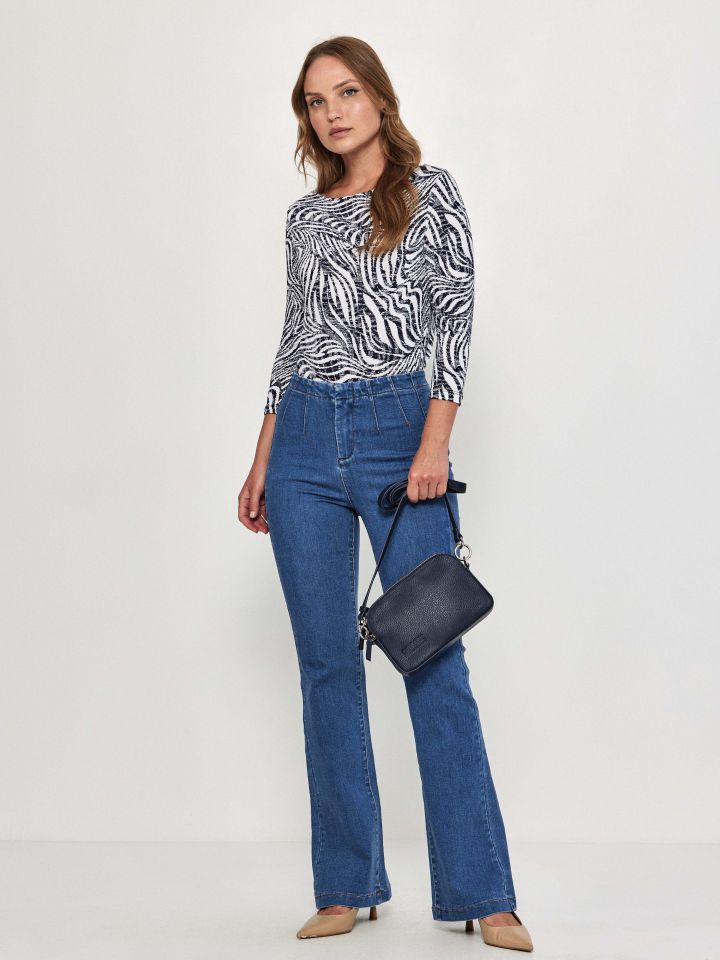 חולצה דפוס שרוול 3/4 PROMO בצבע נייבי