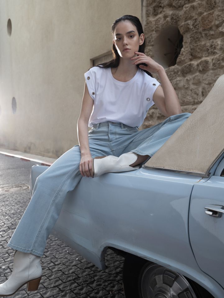 חולצה איבקות  בשרוול PROMO בצבע לבן