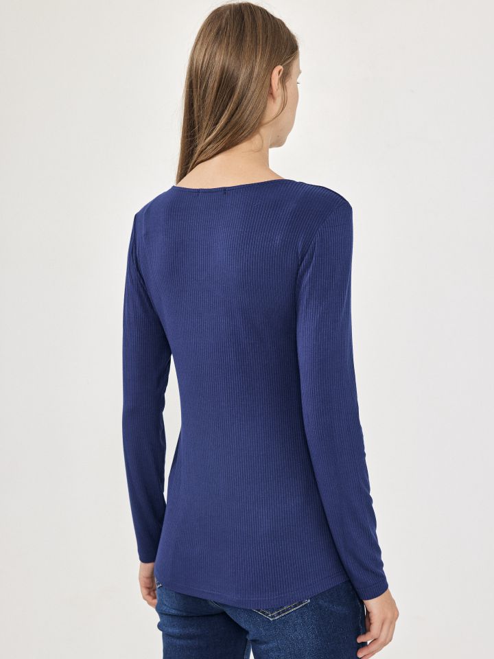 חולצה ריב פתח איקס PROMO בצבע נייבי