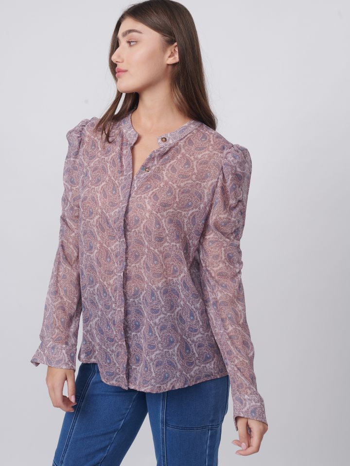 חולצה דפוס פייזלי בצבע ורוד עתיק