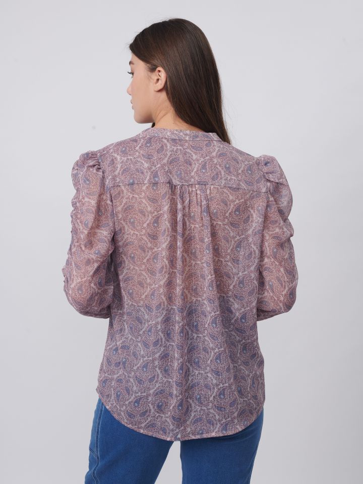 חולצה דפוס פייזלי בצבע ורוד עתיק