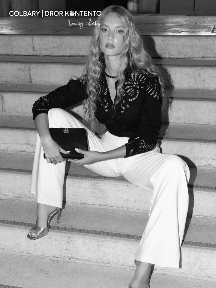 חולצה ריקמות KONTENTO בצבע שחור