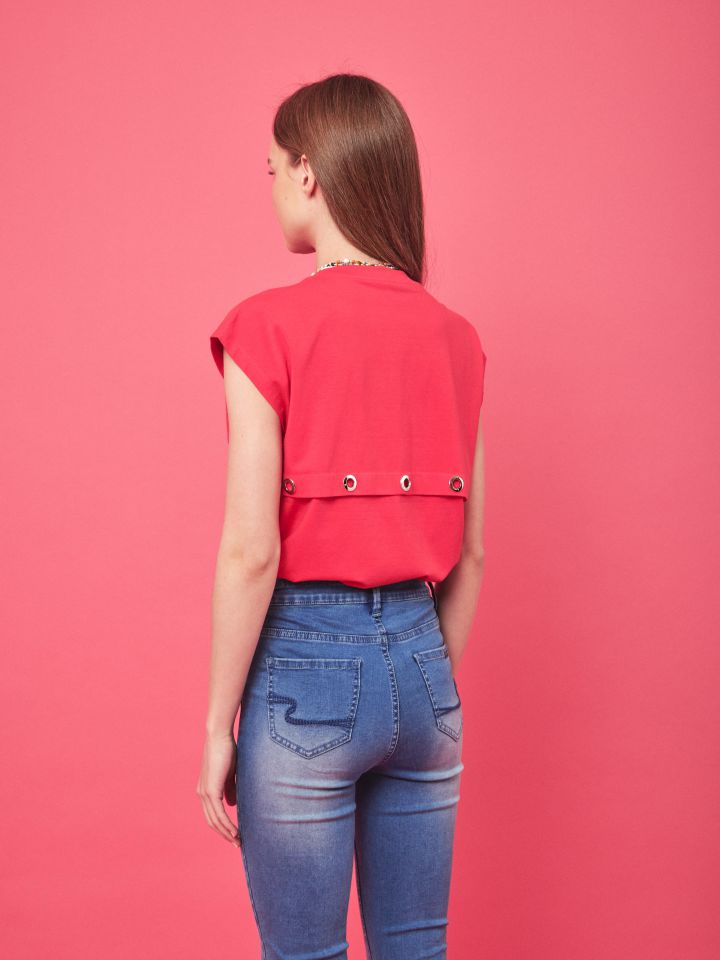 חולצה לחצניות מסביב PROMO בצבע קורל