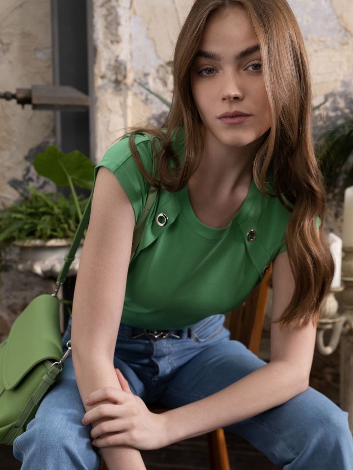 חולצה לחצניות מסביב PROMO בצבע ירוק