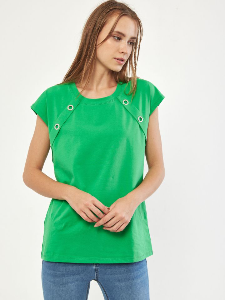 חולצה לחצניות מסביב PROMO בצבע ירוק