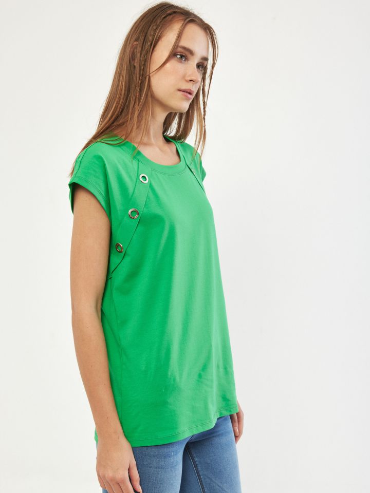 חולצה לחצניות מסביב PROMO בצבע ירוק