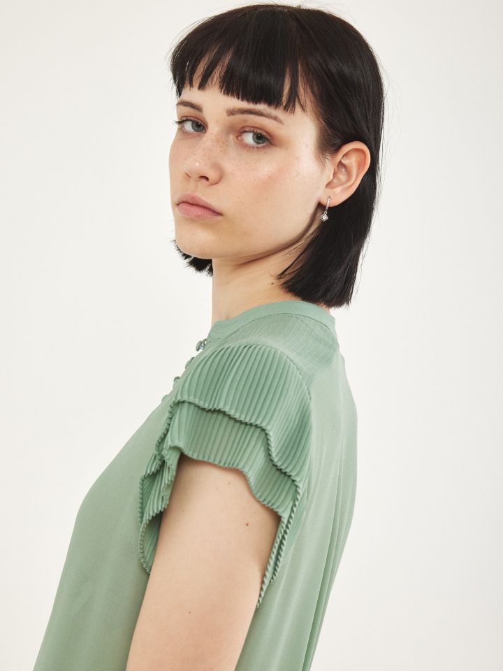 חולצה שרוול פליסה חלק PROMO בצבע ירוק גולברי