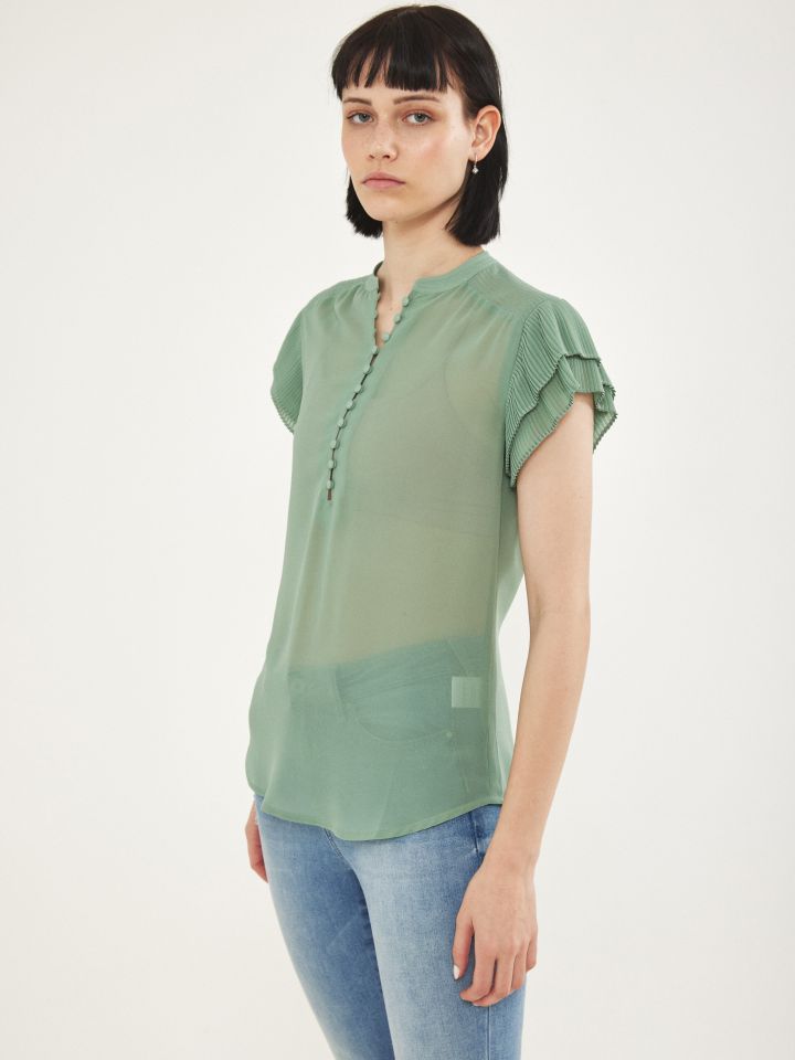 חולצה שרוול פליסה חלק PROMO בצבע ירוק גולברי
