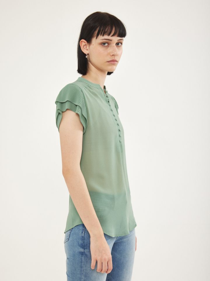 חולצה שרוול פליסה חלק PROMO בצבע ירוק גולברי