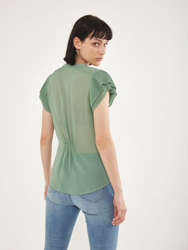 חולצה שרוול פליסה חלק PROMO בצבע ירוק גולברי