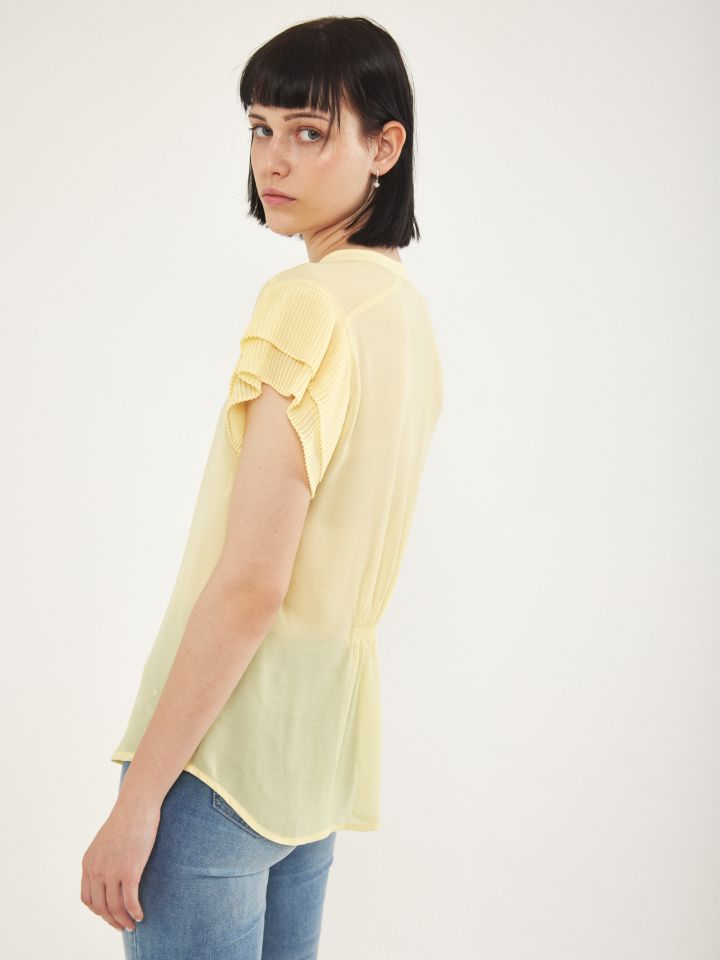 חולצה שרוול פליסה חלק PROMO בצבע צהוב