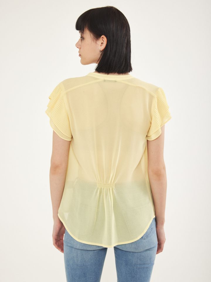 חולצה שרוול פליסה חלק PROMO בצבע צהוב