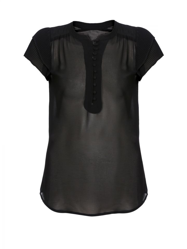 חולצה שרוול פליסה חלק PROMO בצבע שחור
